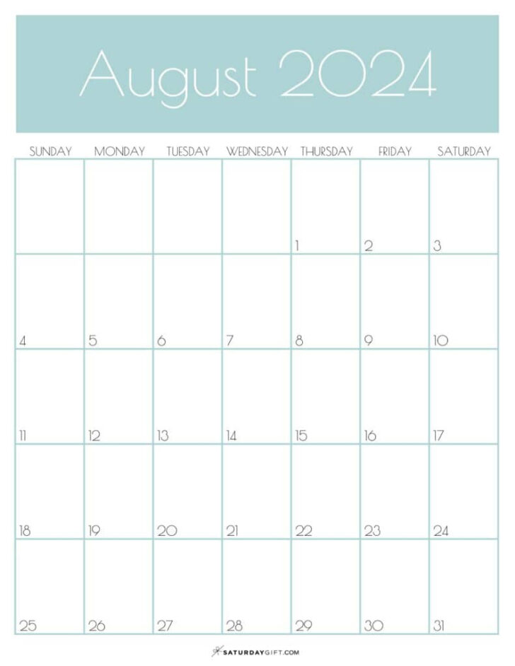 August 2024 Calendar Printable Vertical | Calendar 2024