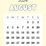 August 2024 Calendar   20 Cute & Free Printables | Saturdaygift |  Calendar 2024