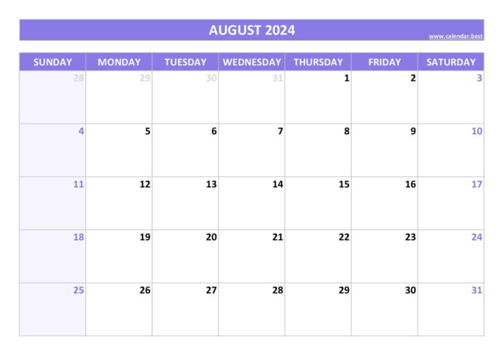 Free Printable Editable August 2024 Calendar | Calendar 2024