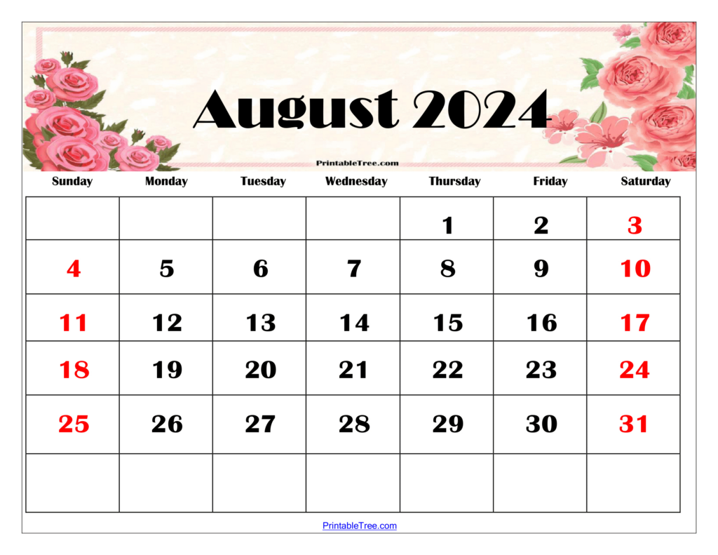 August Blank Printable Calendar 2024 | Calendar 2024 | Printable ...