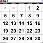 August 2024 Calendar | Templates For Word, Excel And Pdf | 2024 August Calendar