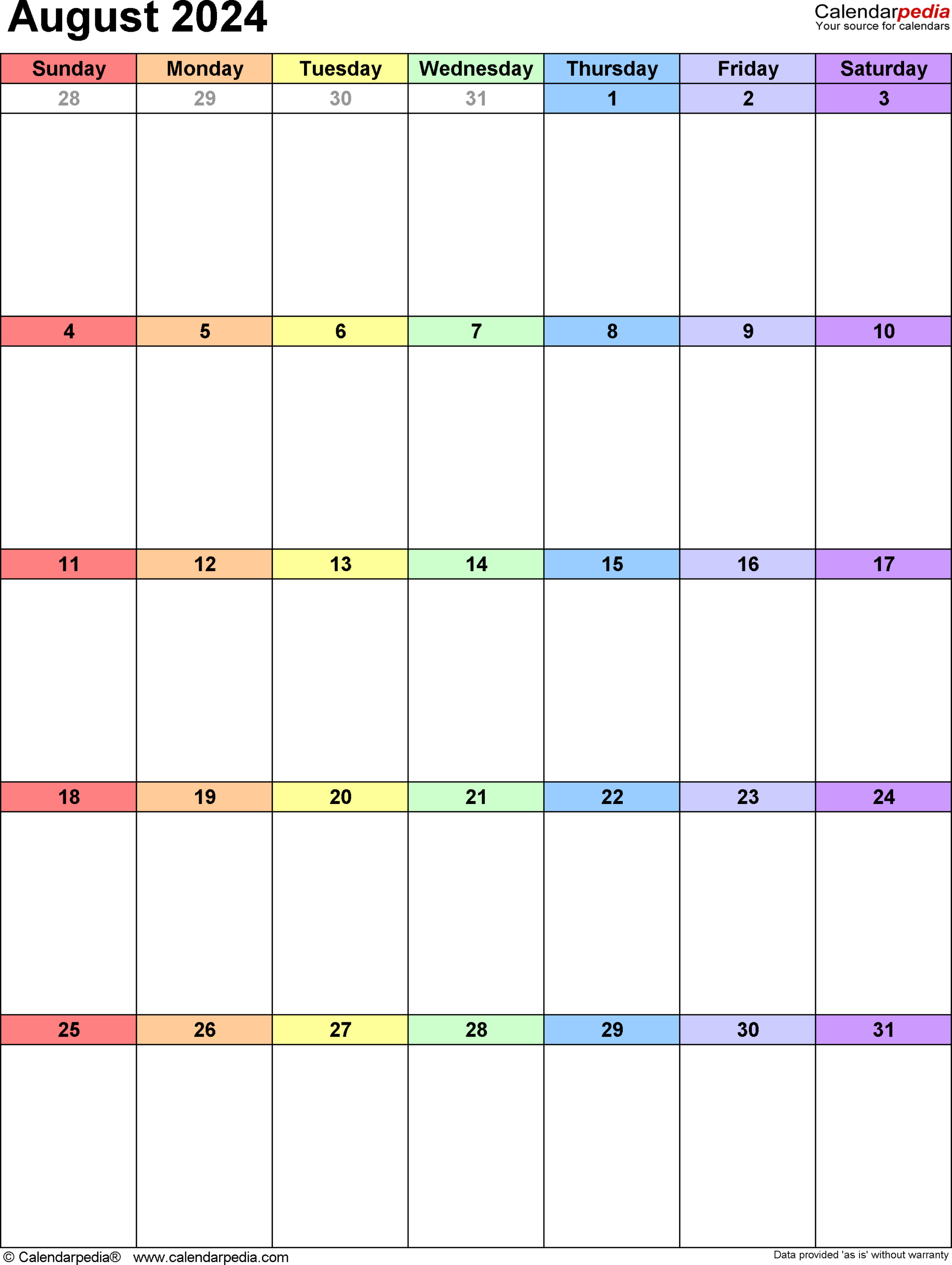 August 2024 Calendar | Templates For Word, Excel And Pdf | August 2024 Calendar Word