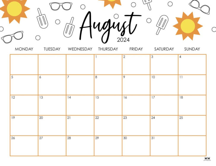 August 2024 Monthly Calendar Printable | Calendar 2024