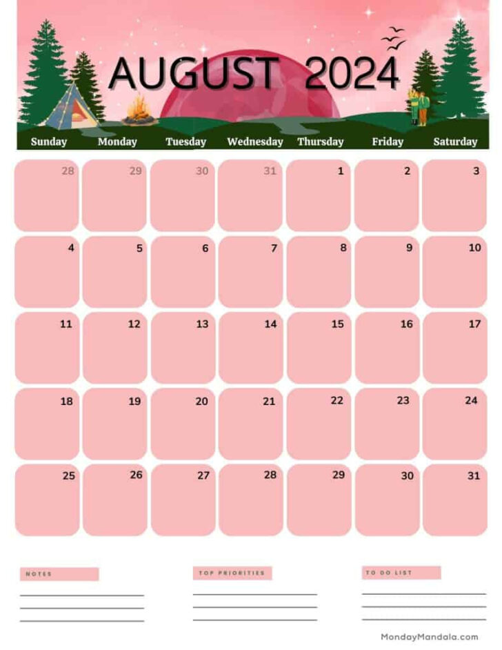 August 2024 Calendar Printable Portrait | Calendar 2024