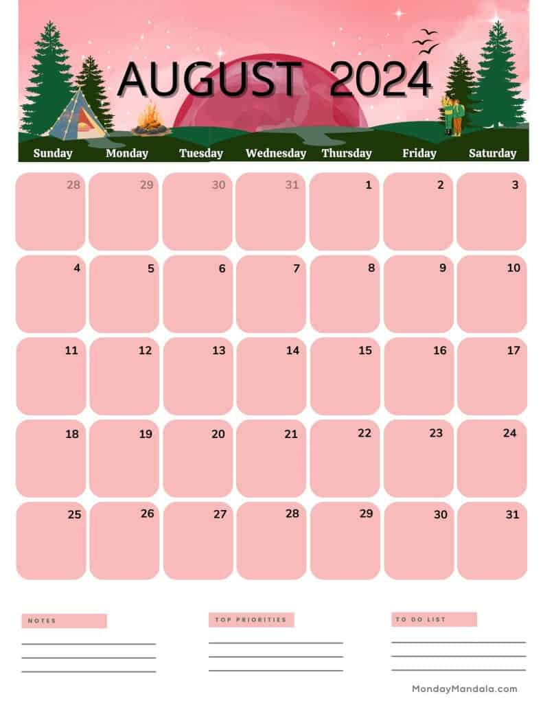 August 2024 Calendars (52 Free Pdf Printables) | August 2024 Calendar Printable Portrait