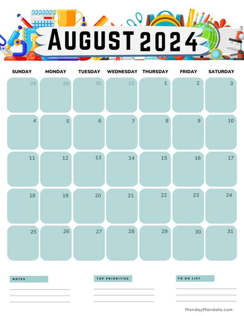 August 2024 Calendars (52 Free Pdf Printables) | August 2024 Calendar Printable Vertical