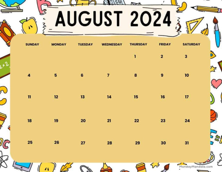 August Theme Calendar 2024 | Calendar 2024