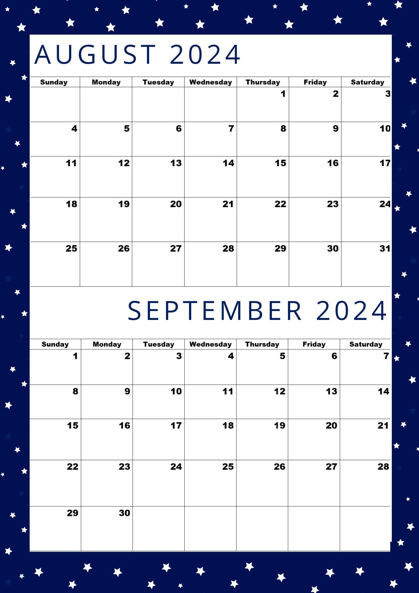 August 2024 Calendar,September 2024 Calendar,August 2024 Sep 2024 | August September 2024 Calendar Printable