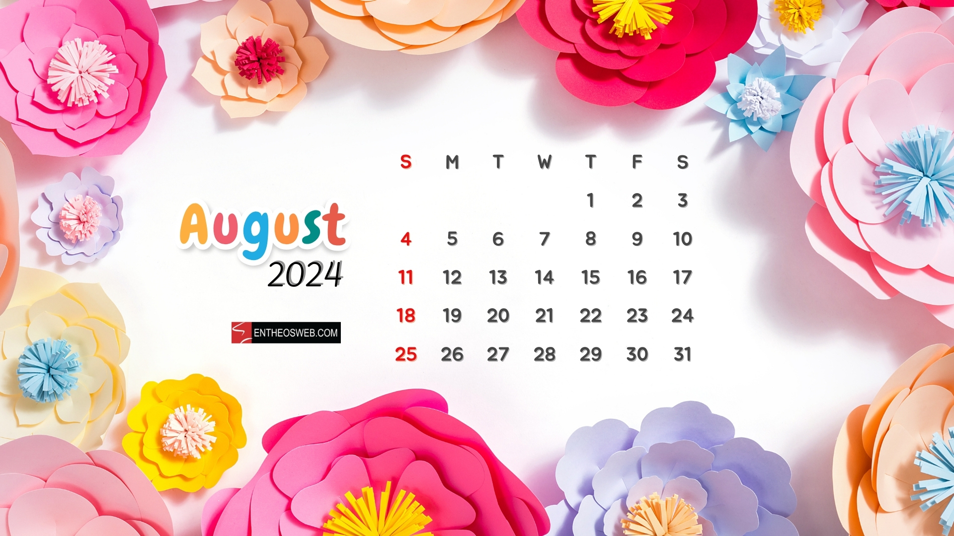 August 2024 Desktop Wallpaper | Entheosweb | August 2024 Calendar Background