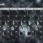 August 2024 Lunar Calendar, Moon Cycles, Moon Phases Stock Photo | August 2024 Moon Calendar