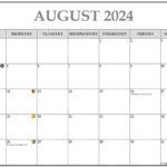 August 2024 Lunar Calendar | Moon Phase Calendar | August 2024 Moon Phase Calendar