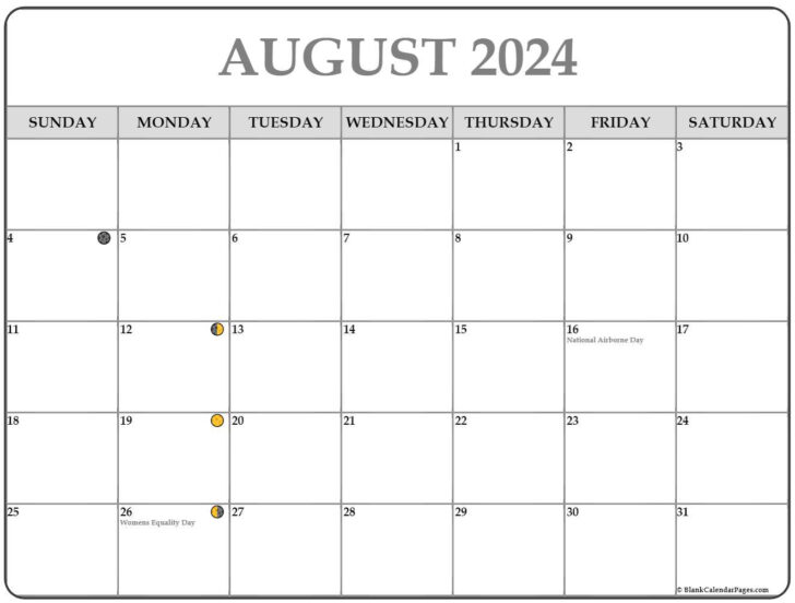 August 2024 Moon Phase Calendar | Calendar 2024