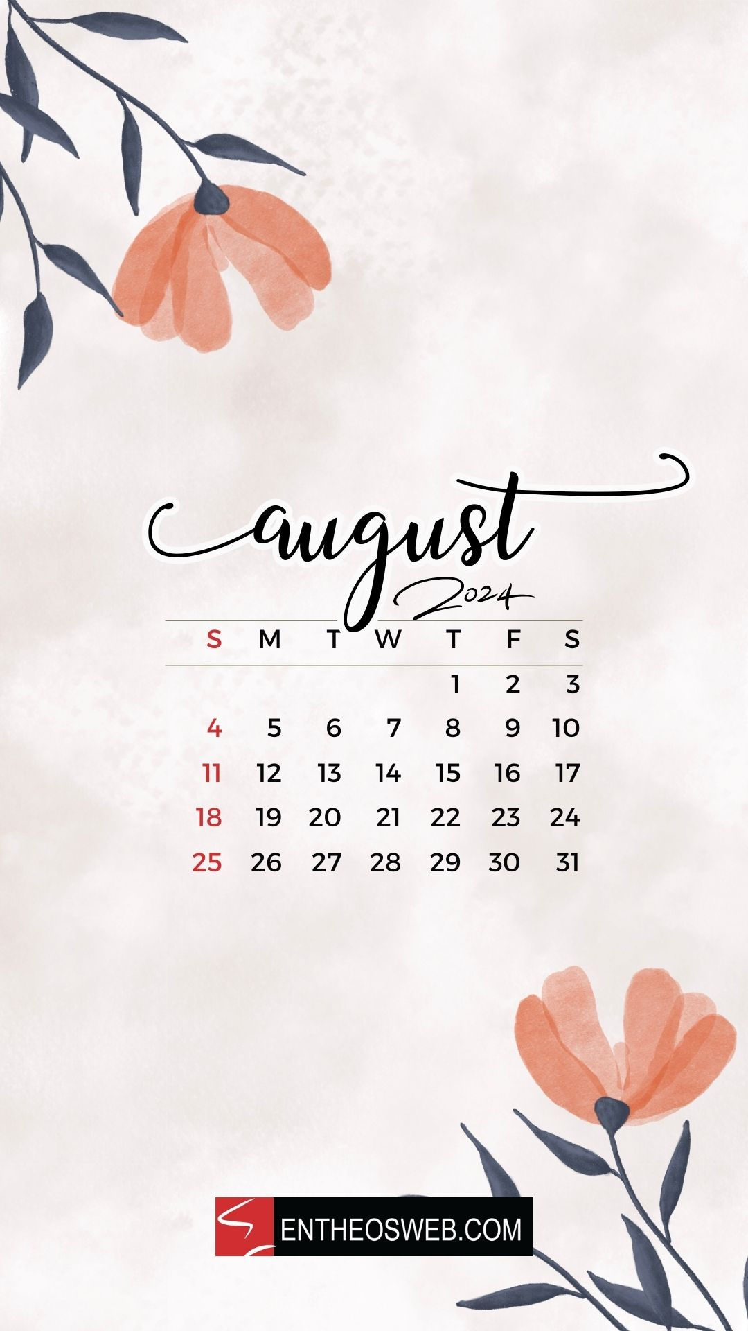 August 2024 Mobile Phone Backgrounds | Entheosweb | August 2024 Calendar Background