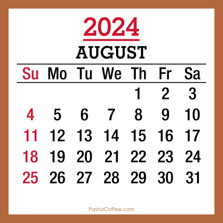 Calendar August 24 Printable | Calendar 2024