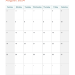 August 2024 Printable Calendar With Word   Agendrix | August 2024 Calendar Printable Word