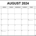 August 2024 With Holidays Calendar | August 2024 Calendar With Holidays