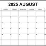 August 2025 Calendar | Free Printable Calendar | 2025 August Calendar