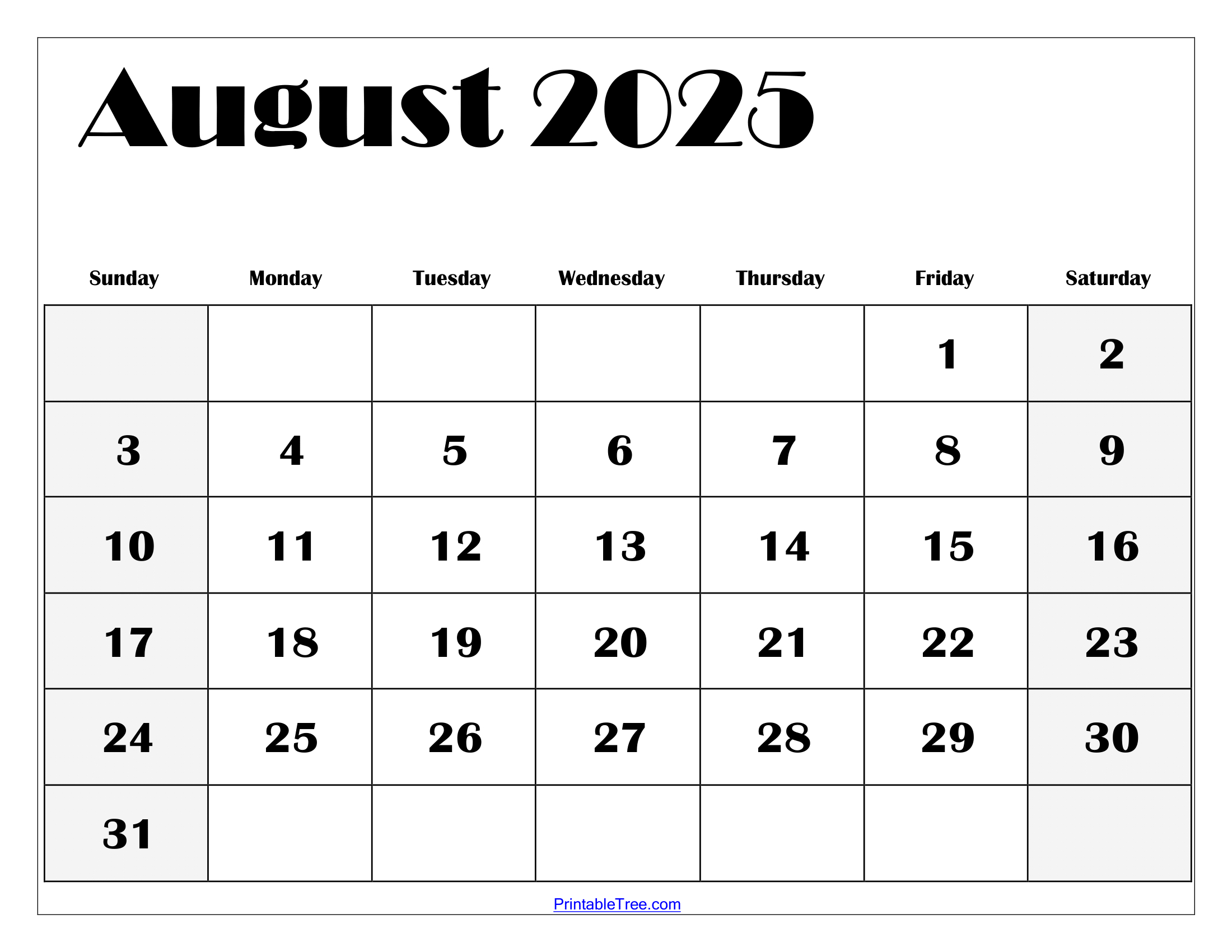 August 2025 Calendar Printable Pdf Template With Holidays | August 2025 Calendar Printable