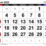 August 2025 Calendar | Templates For Word, Excel And Pdf | 2025 August Calendar