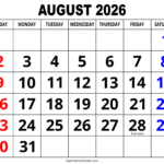 August 2026 Calendar (Free Printable) – Diy Projects, Patterns | August 2026 Calendar