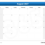 August 2027 Calendar |  Calendar 2024