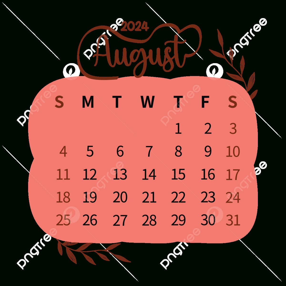 August Calendar Clipart Png, Vector, Psd, And Clipart With | Calendar 2024