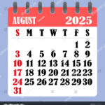 Briefkalender Für August 2025. Die Woche: Stock Vektorgrafik |  Calendar 2024