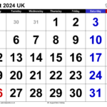 Calendar August 2024 Uk With Excel, Word And Pdf Templates | Printable Weekly Calendar August 2024