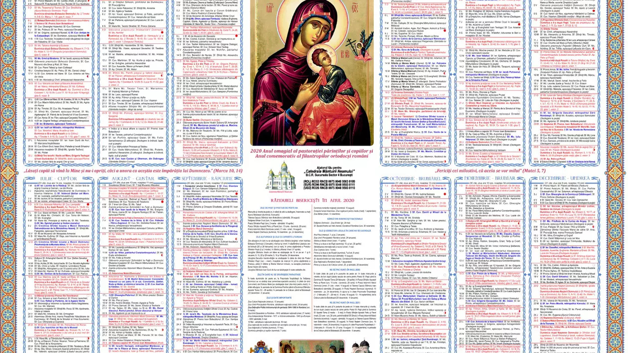 Calendar Ortodox 2020 - Sărbători Religioase Din Fiecare Lună A | Calendar Ortodox August 2024