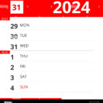 Calendar Planner For Week 31 In 2024, Ends August 4, 2024 Stock |  Calendar 2024