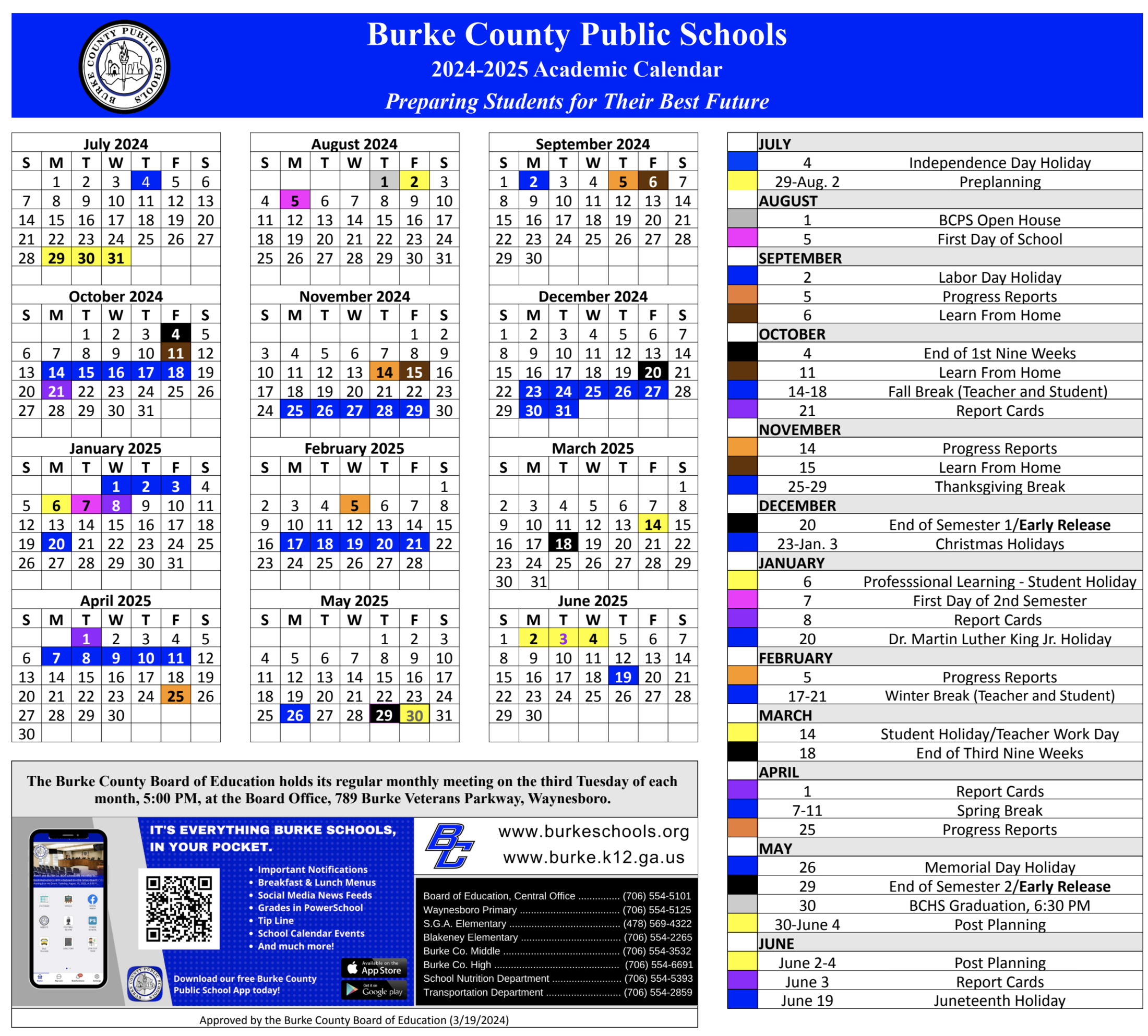 Calendar – Students &amp;amp; Parents – Burke County Public Schools | Augusta County Va School Calendar 24-25 Printable