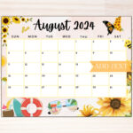 Editable August 2024 Calendar, Printable Calendar 2024, Beautiful | 2024 Calendar Of August