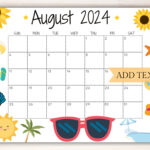 Editable August 2024 Calendar, Printable Wall Calendar 2024 | August Themed Calendar 2024