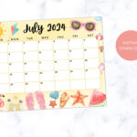 Editable July 2024 Calendar, Printable July Planner, Cute Calendar | July Calendar 2024 Summer