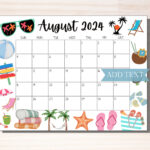 Editierbarer Kalender August 2024, Druckbarer Kalender 2024 | August Editable Calendar 2024