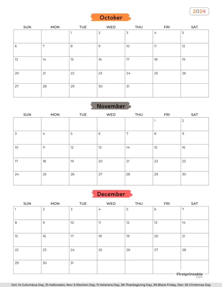 Printable 3 Month Calendar August September October 2024 | Calendar 2024