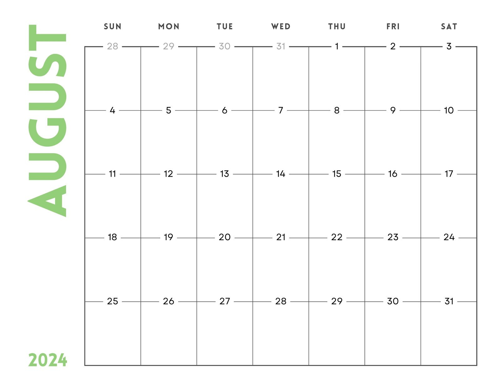 Free Printable August 2024 Calendar Templates | Canva | August 2024 Monthly Calendar