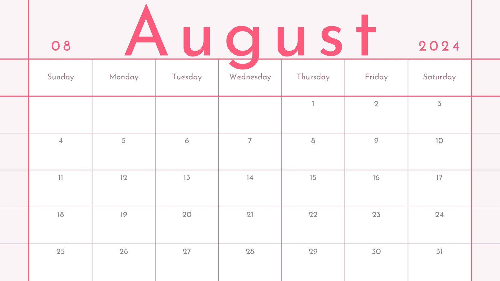 Free Printable August 2024 Calendar Templates | Canva | Calendar 2024