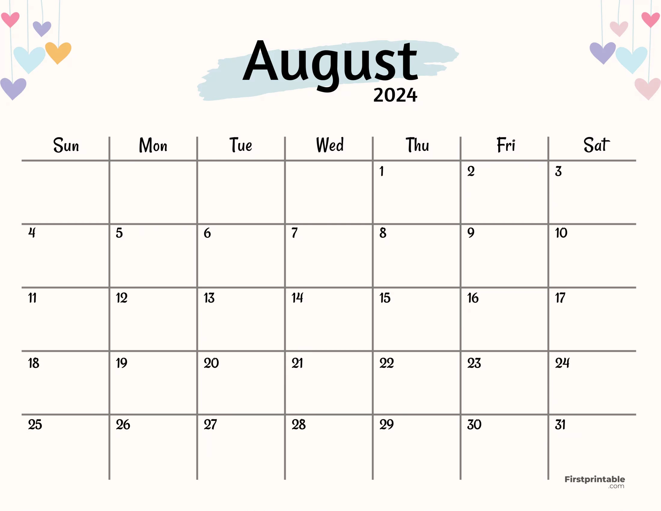 Free Printable &amp;amp; Fillable August Calendar 2024 | Calendar 2024