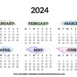 January To June 2024 Calendar Templates | January Through June 2024 Calendar