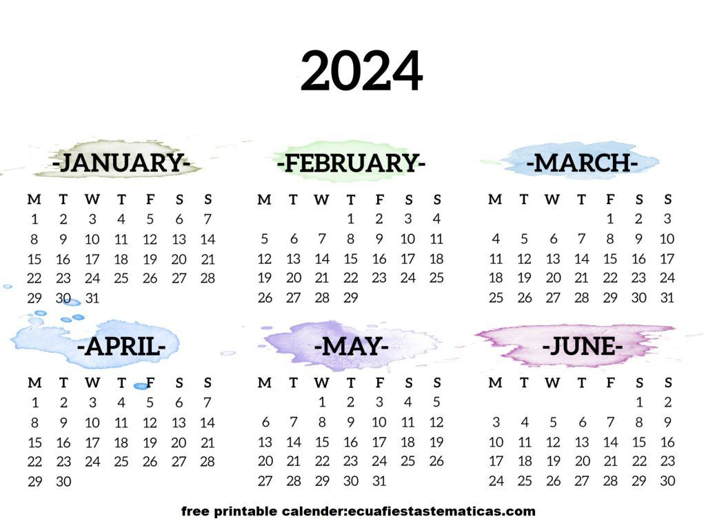 January To June 2024 Calendar Templates | January Through June 2024 Calendar