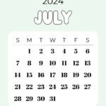 July 2024 Calendar   20 Cute & Free Printables | Saturdaygift | 21St July 2024 Calendar Printable