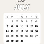 July 2024 Calendar   20 Cute & Free Printables | Saturdaygift | July 2024 Calendar Small