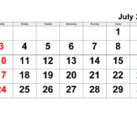 July 2024 Calendar | Free Printable Pdf, Xls And Png | 21St July 2024 Calendar Printable