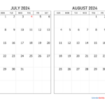 July And August 2024 Calendar | Calendar Quickly | August July Calendar 2024