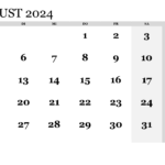 Kalender August 2024 Zum Ausdrucken (Pdf, Xls, Png) | Calender August 2024