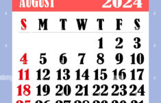 Letter Calendar For August 2024. The Week Begins On Sunday. Time | 123 Calendar August 2024