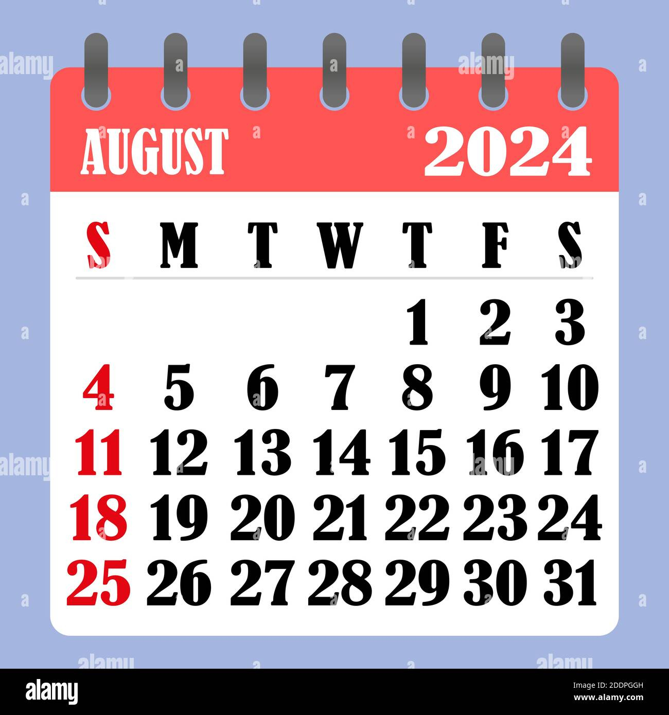 Letter Calendar For August 2024. The Week Begins On Sunday. Time | 123 Calendar August 2024