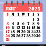 Letter Calendar For August 2025. The Week Begins On Sunday. Time | August Calendar 2025