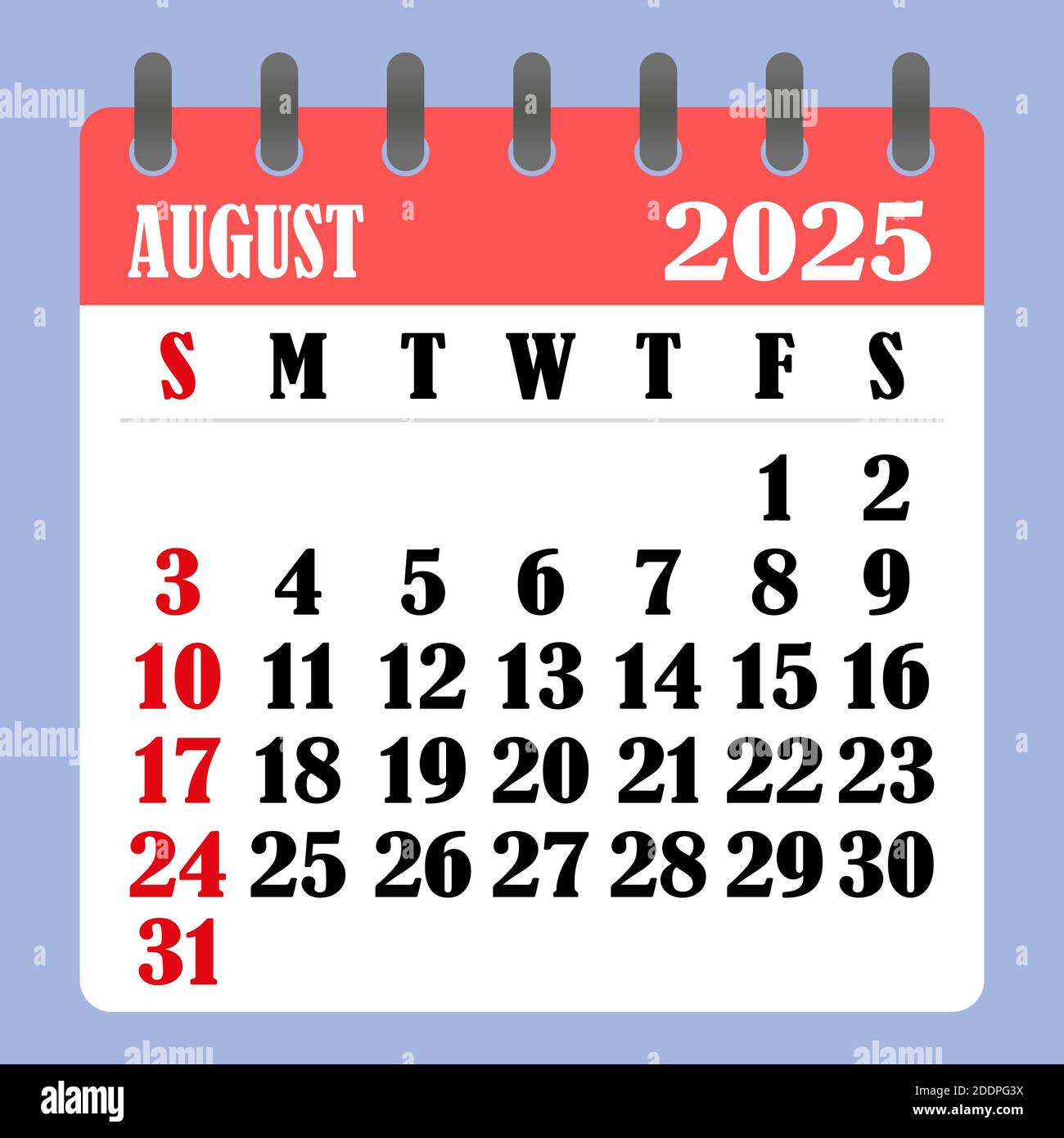 Letter Calendar For August 2025. The Week Begins On Sunday. Time | Calendar 2024